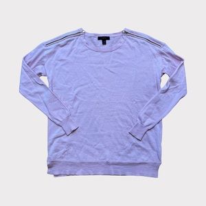 J Crew Double Zip Merino Crewneck Lilac Sweater Size XS